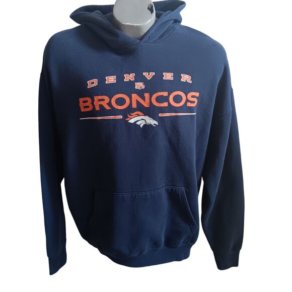XL Vtg 90's Denver Broncos NFL Hoodie Sweatshirt Football Horse Logo - Picture 1 of 6